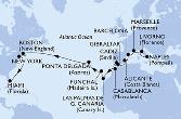 Naples,Livorno,Marseille,Barcelona,Alicante,Gibraltar,Cadiz,Casablanca,Las Palmas de G.Canaria,Funchal,Ponta Delgada,Ponta Delgada,Boston,Boston,New York,Miami