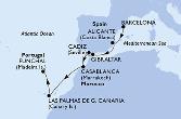 Barcelona,Alicante,Gibraltar,Cadiz,Casablanca,Las Palmas de G.Canaria,Funchal