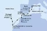 Barcelona,Alicante,Gibraltar,Cadiz,Casablanca,Las Palmas de G.Canaria,Funchal