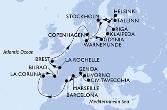 Civitavecchia,Livorno,Genoa,Marseille,Barcelona,La Coruna,Bilbao,La Rochelle,Brest,Warnemunde,Gdynia,Klaipeda,Riga,Tallinn,Helsinki,Stockholm,Stockholm,Copenhagen