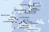 Civitavecchia,Livorno,Genoa,Marseille,Barcelona,La Coruna,Bilbao,La Rochelle,Brest,Warnemunde,Gdynia,Klaipeda,Riga,Tallinn,Helsinki,Stockholm,Stockholm,Copenhagen