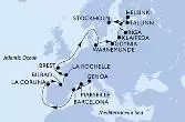 Genoa,Marseille,Barcelona,La Coruna,Bilbao,La Rochelle,Brest,Warnemunde,Gdynia,Klaipeda,Riga,Tallinn,Helsinki,Stockholm,Stockholm