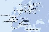 Marseille,Barcelona,La Coruna,Bilbao,La Rochelle,Brest,Warnemunde,Gdynia,Klaipeda,Riga,Tallinn,Helsinki,Stockholm,Stockholm,Copenhagen