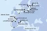 Marseille,Barcelona,La Coruna,Bilbao,La Rochelle,Brest,Warnemunde,Gdynia,Klaipeda,Riga,Tallinn,Helsinki,Stockholm,Stockholm,Copenhagen