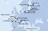 Marseille,Barcelona,La Coruna,Bilbao,La Rochelle,Brest,Warnemunde,Gdynia,Klaipeda,Riga,Tallinn,Helsinki,Stockholm,Stockholm