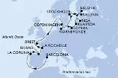Barcelona,La Coruna,Bilbao,La Rochelle,Brest,Warnemunde,Gdynia,Klaipeda,Riga,Tallinn,Helsinki,Stockholm,Stockholm,Copenhagen