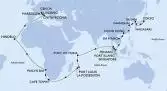 Tokyo,Nagasaki,Busan,Shanghai,Hong Kong,Da Nang,Singapore,Port Klang,Penang,Port Victoria,Port Louis,Port Louis,La Possession,Cape Town,Cape Town,Walvis Bay,Mindelo,Civitavecchia,Livorno,Genoa,Marseille