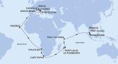 Singapore,Port Klang,Penang,Port Victoria,Port Louis,Port Louis,La Possession,Cape Town,Cape Town,Walvis Bay,Mindelo,Civitavecchia,Livorno,Genoa,Marseille,Barcelona