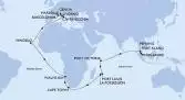 Singapore,Port Klang,Penang,Port Victoria,Port Louis,Port Louis,La Possession,Cape Town,Cape Town,Walvis Bay,Mindelo,Civitavecchia,Livorno,Genoa,Marseille,Barcelona