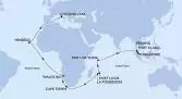 Singapore,Port Klang,Penang,Port Victoria,Port Louis,Port Louis,La Possession,Cape Town,Cape Town,Walvis Bay,Mindelo,Civitavecchia
