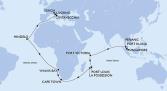 Singapore,Port Klang,Penang,Port Victoria,Port Louis,Port Louis,La Possession,Cape Town,Cape Town,Walvis Bay,Mindelo,Civitavecchia,Livorno,Genoa