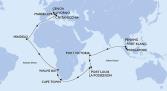 Singapore,Port Klang,Penang,Port Victoria,Port Louis,Port Louis,La Possession,Cape Town,Cape Town,Walvis Bay,Mindelo,Civitavecchia,Livorno,Genoa,Marseille