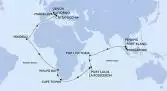 Singapore,Port Klang,Penang,Port Victoria,Port Louis,Port Louis,La Possession,Cape Town,Cape Town,Walvis Bay,Mindelo,Civitavecchia,Livorno,Genoa,Marseille