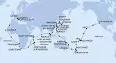 Los Angeles,Hilo,Pago Pago,Apia,Suva,Auckland,Auckland,Wellington,Sydney,Sydney,Townsville,Cairns,Manila,Manila,Keelung,Ishigaki,Naha,Tokyo,Tokyo,Nagasaki,Busan,Shanghai,Hong Kong,Da Nang,Singapore,Port Klang,Penang,Port Victoria,Port Louis,Port Louis,La Possession,Cape Town,Cape Town,Walvis Bay,Mindelo,Civitavecchia,Livorno,Genoa