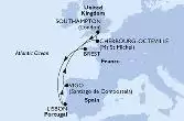 Southampton,Brest,Lisbon,Vigo,Cherbourg,Southampton