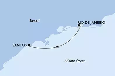 MSC VIRTUOSA - itinerár  1 nocí odchod z Rio de Janeiro Brazil dňa 01/12/2026 - Rio de Janeiro,Santos