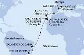 Marseille,Barcelona,Funchal,Las Palmas de G.Canaria,Santa Cruz de Tenerife,Salvador,Rio de Janeiro