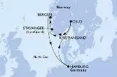 Hamburg,Oslo,Kristiansand,Stavanger,Bergen,Hamburg