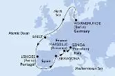 Warnemunde,Brest,Leixoes,Tarragona,Marseille,Genoa