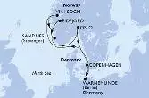 Copenhagen,Warnemunde,Vik i Sogn,Eidfjord,Sandnes,Oslo,Copenhagen