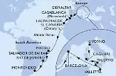 Livorno,Cagliari,Palermo,Valletta,Barcelona,Gibraltar,Casablanca,Las Palmas de G.Canaria,Maceio,Salvador,Rio de Janeiro,Montevideo
