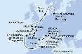Civitavecchia,Genoa,Marseille,Tarragona,La Coruna,Bilbao,La Rochelle,Brest,Warnemunde