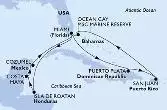 Miami,Isla de Roatan,Costa Maya,Cozumel,Miami,Puerto Plata,San Juan,Ocean Cay,Miami