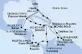 Miami,Oranjestad,Kralendijk,Cabo Rojo,Ocho Rios,George Town,Miami,Ocho Rios,Cartagena,Colon,Puerto Limon,Isla de Roatan,Belize City,Miami