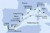 Civitavecchia,Genoa,Marseille,Tarragona,Cadiz,Tangier,Malaga,Alicante,Civitavecchia