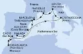 Tarragona,Cadiz,Casablanca,Malaga,Alicante,Civitavecchia,Genoa,Marseille,Barcelona
