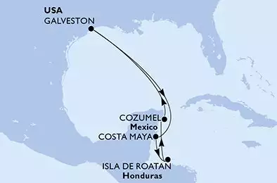 MSC SEASCAPE - itinerár  7 nocí odchod z Galveston United States dňa 19/03/2028 - Galveston,Costa Maya,Isla de Roatan,Cozumel,Galveston