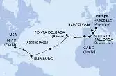 Miami,Philipsburg,Ponta Delgada,Cadiz,Palma de Mallorca,Marseille,Barcelona