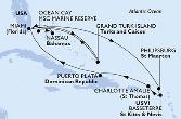 Miami,Grand Turk Island,Ocean Cay,Nassau,Miami,Philipsburg,Basseterre,Charlotte Amalie,Puerto Plata,Miami