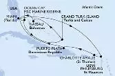 Miami,Philipsburg,Charlotte Amalie,Puerto Plata,Miami,Ocean Cay,Grand Turk Island,Nassau,Miami