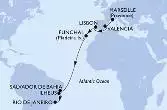 Marseille,Valencia,Lisbon,Funchal,Salvador,Ilheus,Rio de Janeiro