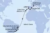 Marseille,Valencia,Lisbon,Funchal,Salvador,Ilheus,Rio de Janeiro,Santos