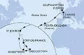 Southampton,Le Havre,Ponta Delgada,St John s,Kingstown ,Bridgetown,Fort de France