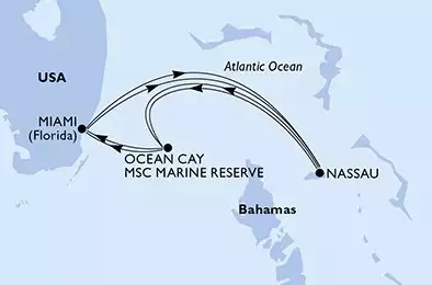 MSC SEASIDE - itinerár  7 nocí odchod z Miami United States dňa 26/10/2026 - Miami,Nassau,Ocean Cay,Ocean Cay,Miami,Nassau,Ocean Cay,Miami