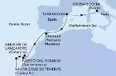 Santa Cruz de Tenerife,Arrecife de Lanzarote,Puerto del Rosario,Tangier,Tarragona,Civitavecchia