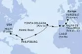Miami,Philipsburg,Ponta Delgada,Cadiz,Palma de Mallorca,Marseille