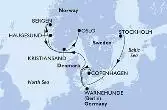 Stockholm,Copenhagen,Warnemunde,Haugesund,Bergen,Kristiansand,Oslo
