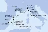Valencia,Palma de Mallorca,Barcelona,Marseille,Genoa,Livorno,Civitavecchia