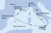 Civitavecchia,Messina,Barcelona,Marseille,Genoa
