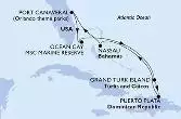 Port Canaveral,Ocean Cay,Grand Turk Island,Puerto Plata,Nassau,Port Canaveral