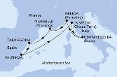 Tarragona,Valencia,La Spezia,Civitavecchia,Genoa,Marseille,Tarragona