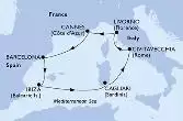 Cagliari,Civitavecchia,Livorno,Cannes,Barcelona,Ibiza,Cagliari