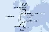 Southampton,Gijon,La Rochelle,Bilbao,Cherbourg,Southampton