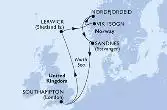 Southampton,Lerwick,Vik i Sogn,Nordfjordeid,Sandnes,Southampton