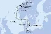 Kiel,Copenhagen,Hellesylt,Geiranger,Alesund,Flaam,Kiel