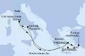 Civitavecchia,Mykonos,Marmaris,Santorini,Naples,Civitavecchia